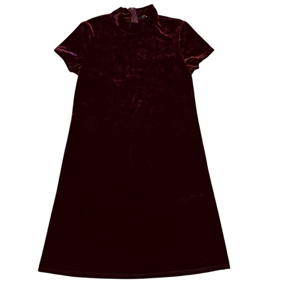 Aqua Stretch Velvet Mock Neck Dress A Line Whimsigoth Burgundy Wine Small - Picture 10 of 10